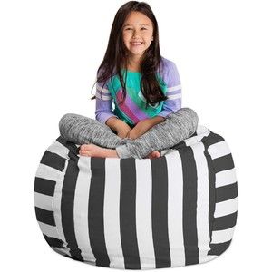 Stuffed Animal Storage Bean Bag Chair Cover Kids Bedroom Toy Organizer